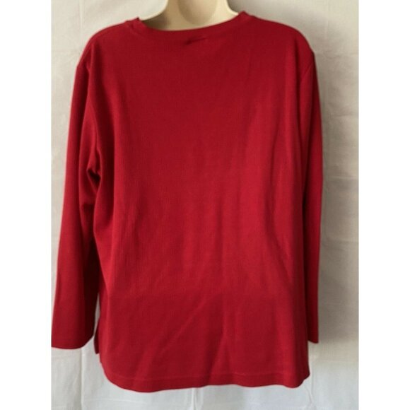 VTG Links Christmas‎ Shirt Women M Red Y2K 90s Cottagecore Holiday Wintercore - Picture 5 of 11